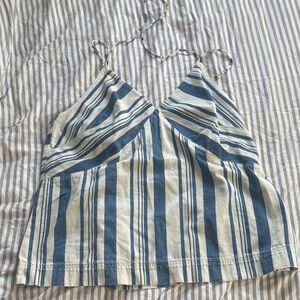 Denim Striped Blue and White Women's Top
